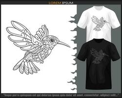 brummande fågel mandala konst isolerat på svart och vit t skjorta. vektor