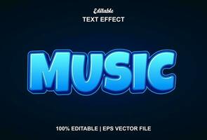 musik text effekt med blå grafisk stil och redigerbar. vektor