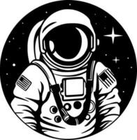 Astronaut - - schwarz und Weiß isoliert Symbol - - Vektor Illustration