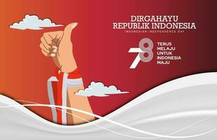 Hände gestikulieren Daumen oben Zeichen zum Indonesiens Unabhängigkeit Tag 17 Agustus 1945 vektor