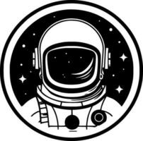 astronaut, svart och vit vektor illustration