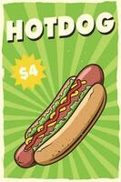 Hotdog Poster Design zum drucken vektor