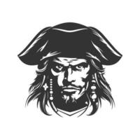 anti pirat, årgång logotyp linje konst begrepp svart och vit Färg, hand dragen illustration vektor