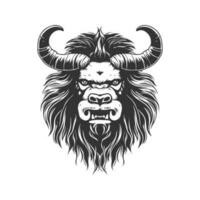 Yak Monster, Jahrgang Logo Linie Kunst Konzept schwarz und Weiß Farbe, Hand gezeichnet Illustration vektor