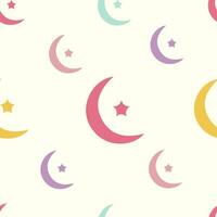 nahtlos Muster mit Mond und Sterne. Pastell- Farbe. Karikatur Stil. zum Kinder Design. Post Karten, Textil, Hintergrund, Scrapbooking, Verpackung Papier und Kindergarten vektor