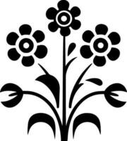 Blumen - - schwarz und Weiß isoliert Symbol - - Vektor Illustration