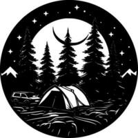 camping - minimalistisk och platt logotyp - vektor illustration