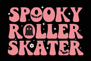 gespenstisch Walze Skater retro groovig komisch Halloween T-Shirt Design vektor