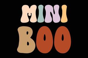 Mini Boo retro groovig komisch Halloween T-Shirt Design vektor