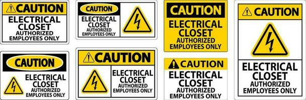 Vorsicht Zeichen elektrisch Wandschrank - - autorisiert Angestellte nur vektor
