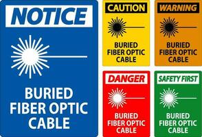 varning tecken, begravd fiber optisk kabel- vektor