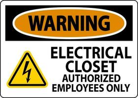 varning tecken elektrisk garderob - auktoriserad anställda endast vektor