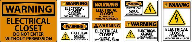 varning tecken elektrisk garderob - do inte stiga på utan tillstånd vektor