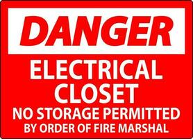 fara tecken elektrisk garderob - Nej lagring tillåtet förbi beställa av brand marskalk vektor