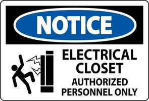 lägga märke till tecken elektrisk garderob - auktoriserad personal endast vektor