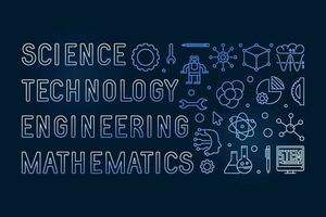 Wissenschaft, Technologie, Maschinenbau, Mathematik - - Stengel Konzept dünn Linie horizontal Blau Banner vektor