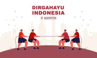 Indonesien Unabhängigkeit Tag 17 August mit traditionell Spiele Konzept Illustration vektor