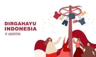 Indonesien Unabhängigkeit Tag 17 August mit traditionell Spiele Konzept Illustration vektor