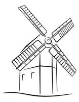 klassisch Windmühle im das skizzieren vektor