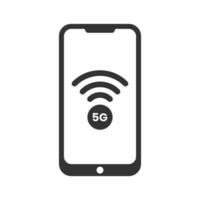 Vektor Illustration von 5g Smartphone Symbol im dunkel Farbe und Weiß Hintergrund