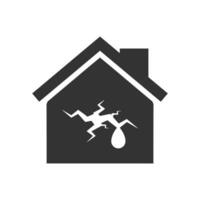 vektor illustration av läckande hus ikon i mörk Färg och vit bakgrund