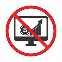 Vektor Illustration von verboten von Betriebs Bitcoins Symbol im dunkel Farbe und Weiß Hintergrund