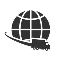 vektor illustration av värld frakt lastbil ikon i mörk Färg och vit bakgrund