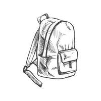 Vektor handgemalt Schule Illustration. detailliert retro Stil Rucksack skizzieren. Jahrgang skizzieren Element. zurück zu Schule.