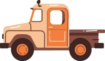 hand dragen orange lastbil i platt stil vektor