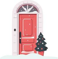 Hand gezeichnet Weihnachten Tür im eben Stil vektor