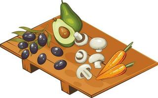 frisch Gemüse Illustration, Gemüse mischen von Kartoffel, Avocado, Oliven, Pilz und Karotte vektor