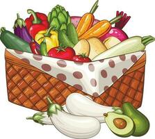 mat korg med färsk färsk grönsaker illustration, grönsaker blanda vektor