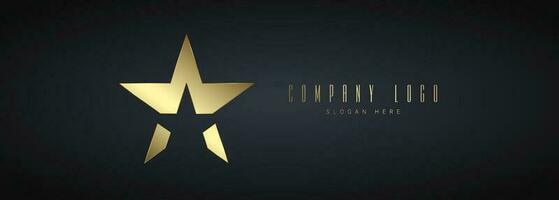 gyllene och lyx stjärna logotyp vektor för företag på mörk bakgrund, vektor och illustration