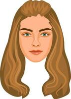 skön kvinna ansikte med lång blond hår. realistisk avatar. detaljerad porträtt. vektor