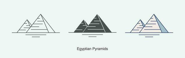 egyptisk pyramider ikon i annorlunda stil vektor illustration.