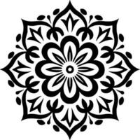 Mandala - - schwarz und Weiß isoliert Symbol - - Vektor Illustration