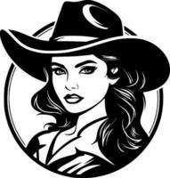 Cowgirl, schwarz und Weiß Vektor Illustration