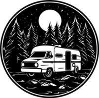 Camping, schwarz und Weiß Vektor Illustration