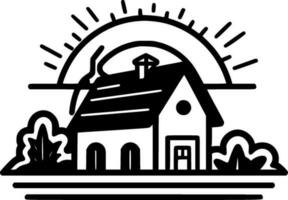 Bauernhaus - - minimalistisch und eben Logo - - Vektor Illustration