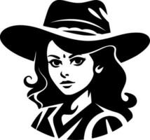 Cowgirl, schwarz und Weiß Vektor Illustration