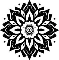 mandala - svart och vit isolerat ikon - vektor illustration