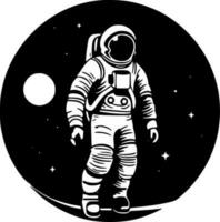 Astronaut - - schwarz und Weiß isoliert Symbol - - Vektor Illustration