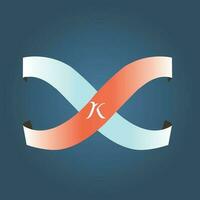 k Brief Logo Design auf Blau Gradient Hintergrund vektor
