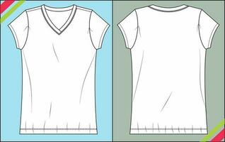 en vit t - skjorta mall med en v - nacke vektor