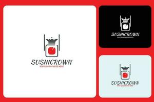 sushi krona logotyp design mall vektor