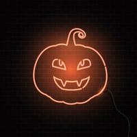 Neon pumpa underteckna Halloween bakgrund vektor