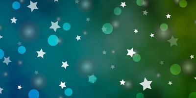 ljusblå grön vektor bakgrund med cirklar stjärnor illustration med uppsättning färgglada abstrakta sfärer stjärnor mall för visitkort webbplatser