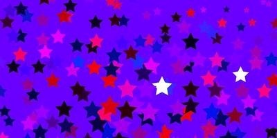 Hellblau-rotes Vektor-Layout mit hellen Sternen, die bunte Illustration mit kleinen und großen Sternen Thema für Handys leuchten vektor