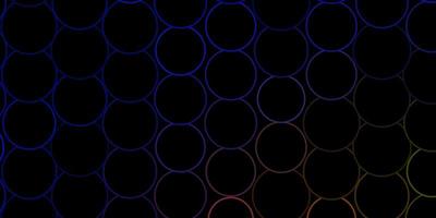 dunkelblauer gelber Vektorhintergrund mit abstrakten bunten Scheiben der Kreise auf einfachem Steigungshintergrundmuster für Tapetenvorhänge vektor