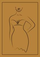 linjär kvinna i klänning silhuett estetisk konstverk vektor